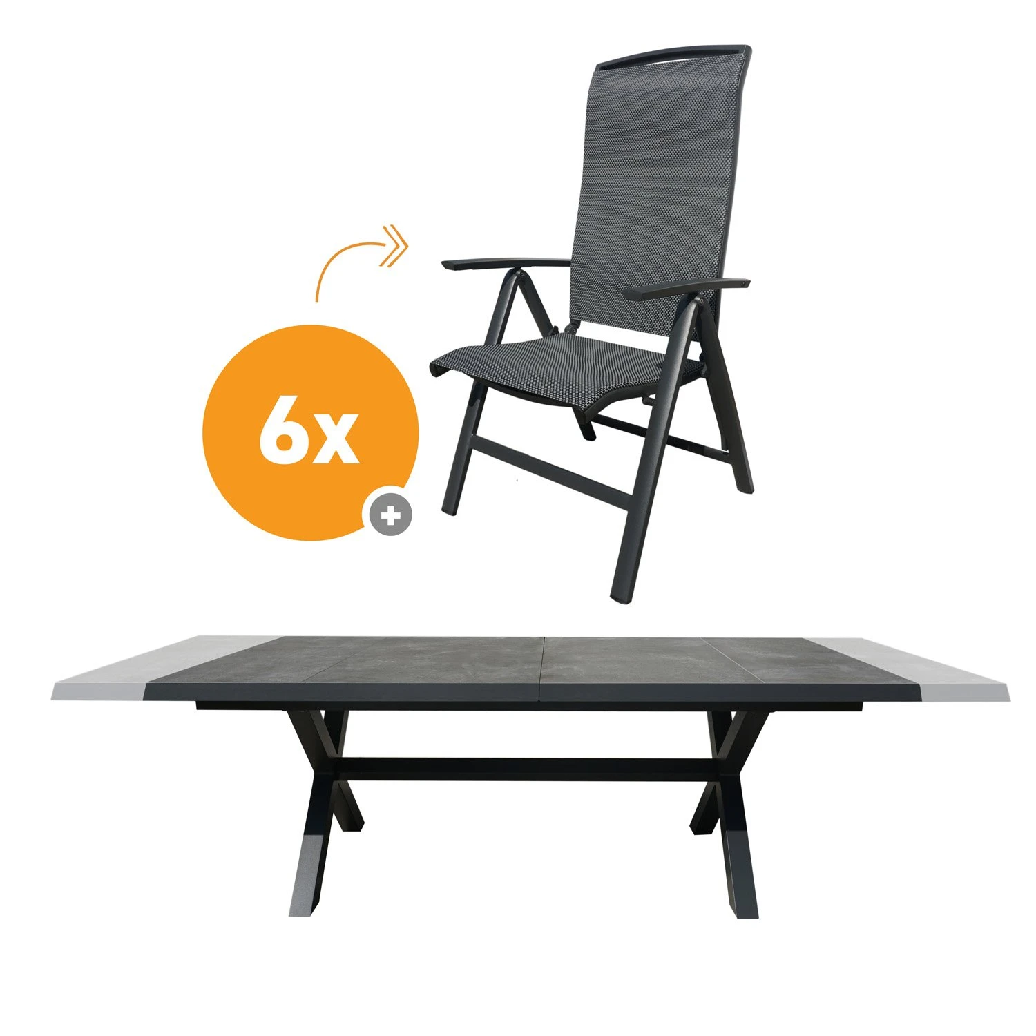 Royal Seasons LA PALMA Uitschuifbare Dining Set Met 6 Stoelen