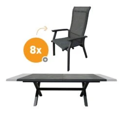 Royal Seasons PORTO Uitschuifbare Dining Set Met 8 Stoelen